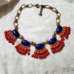 J.CREW Gold Tone FAN FRINGE Statement Necklace
